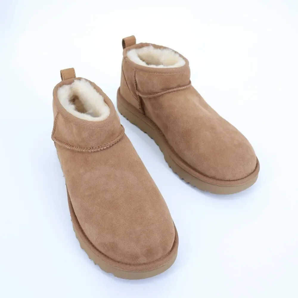 UGG Classic Ultra Mini Ankle Boot Chestnut NIB Sheepskin Winter Boot Women's 10